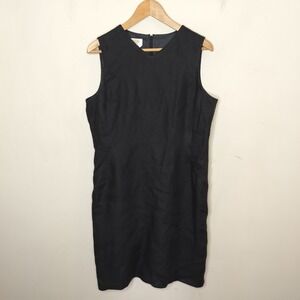 Talbots Black Irish Linen Dress Sleeveless Back Slit